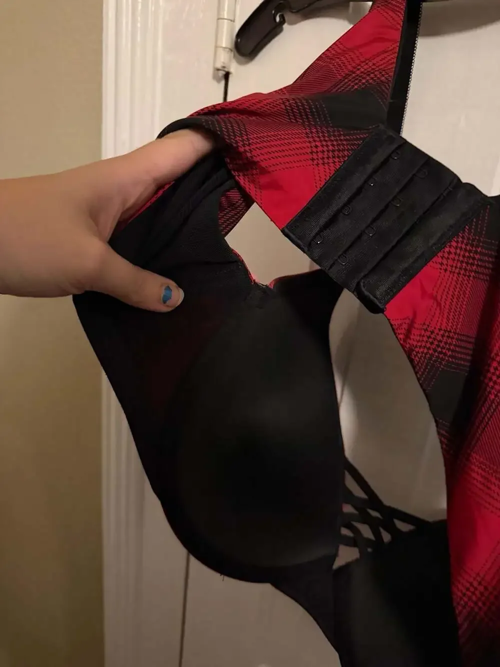 Torrid Red Plaid XO Plunge Push-Up Bra Size 44D